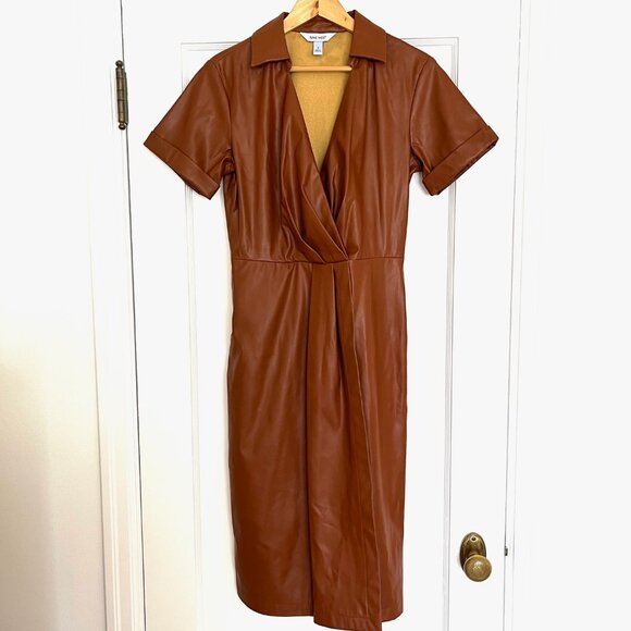 Nine West Vegan Leather Wrap Dress | Size Small - Picture 2 of 10